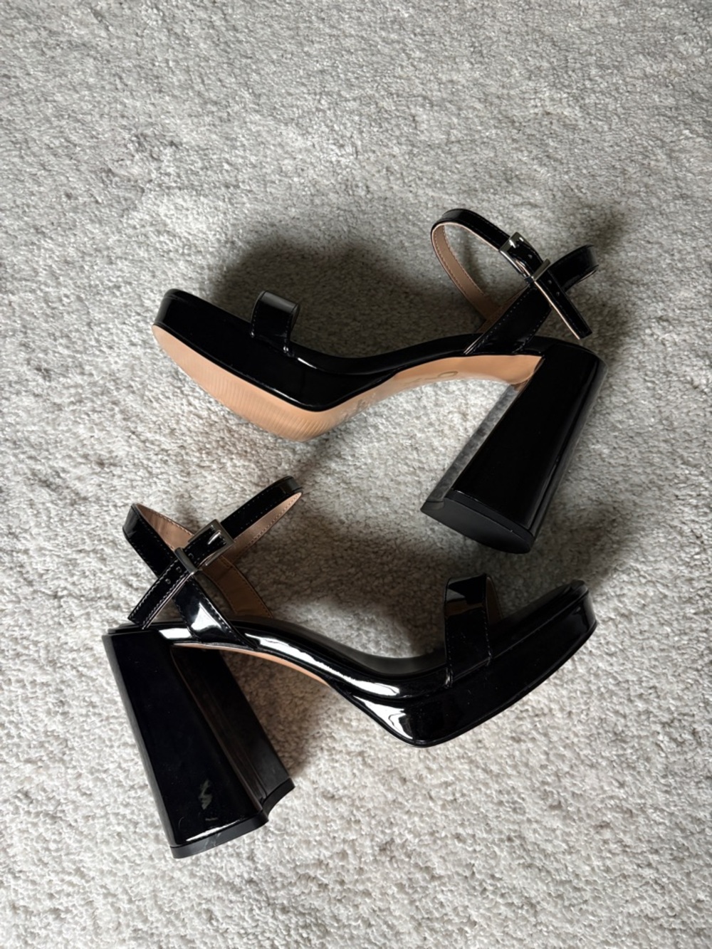 Black Patent Block Heels - Women's Dress Platforms size 7 Mix No 6 NWOT
